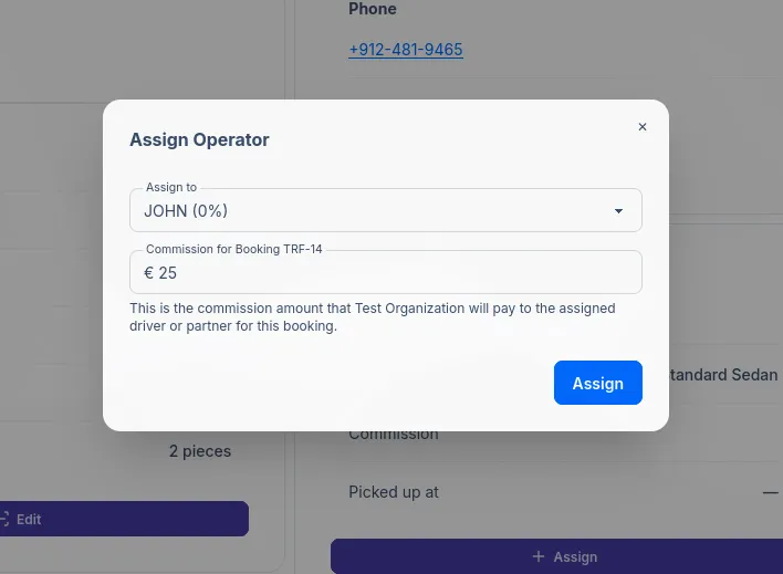 Assign Operator Dialog