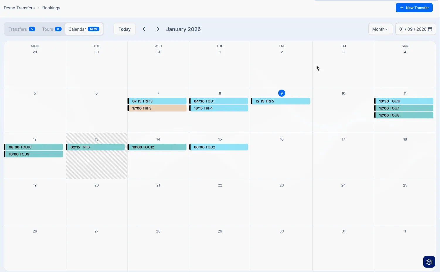 Bookings Calendar