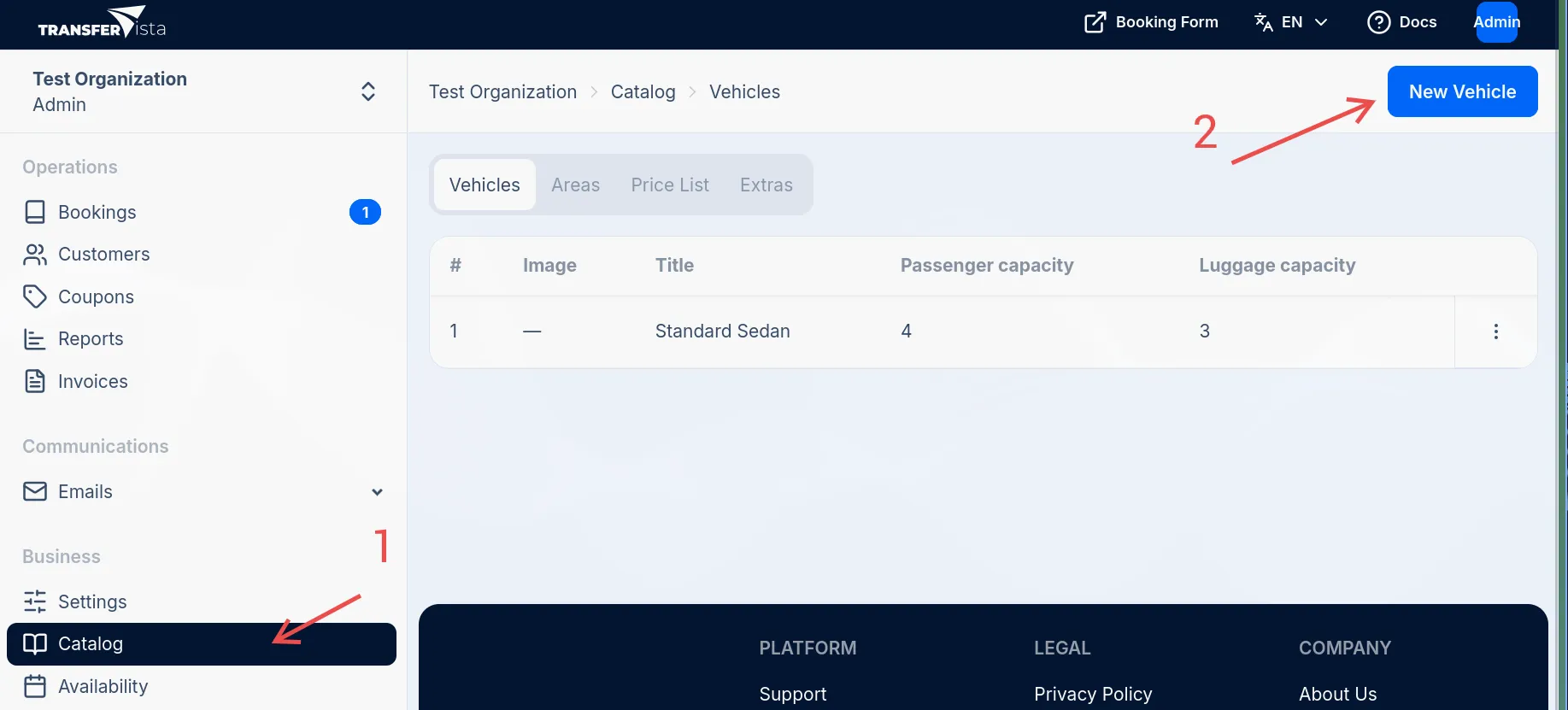 Navigation to Vehicles page