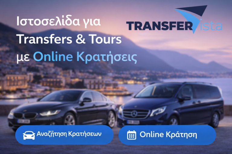 Ιστοσελίδα για Transfers & Tours με Online Κρατήσεις με πολυτελή οχήματα και σύγχρονο design